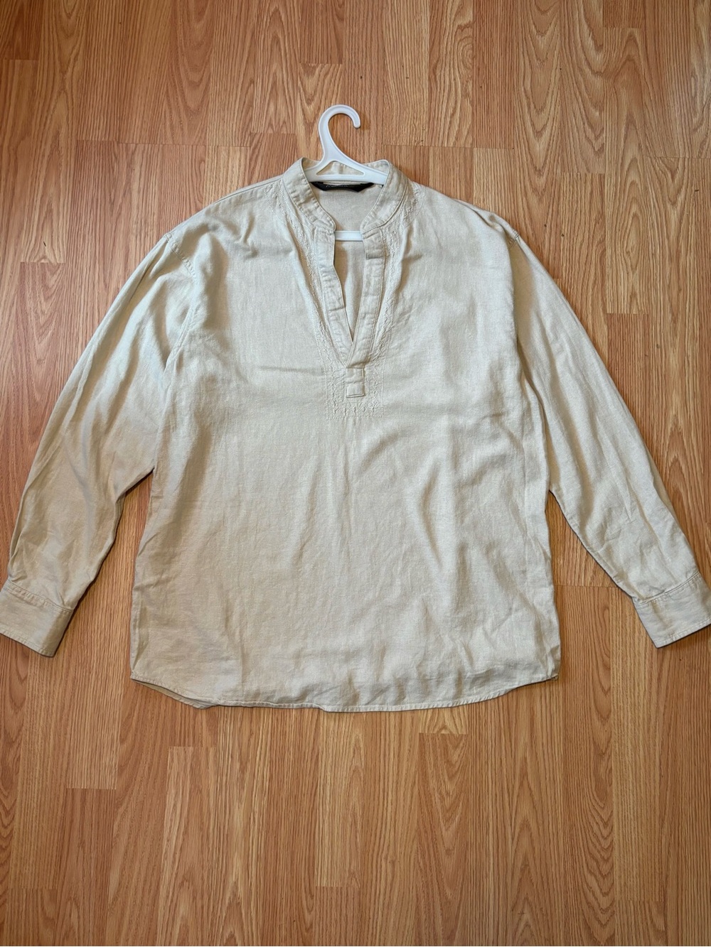 Men's Cream Pullover Henley Shirt